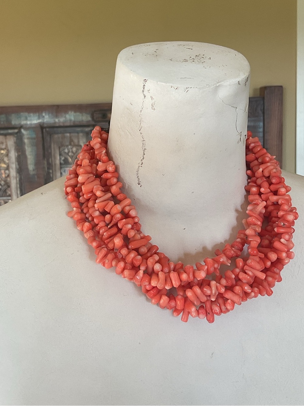 5 Strand Coral & Sterling Necklace